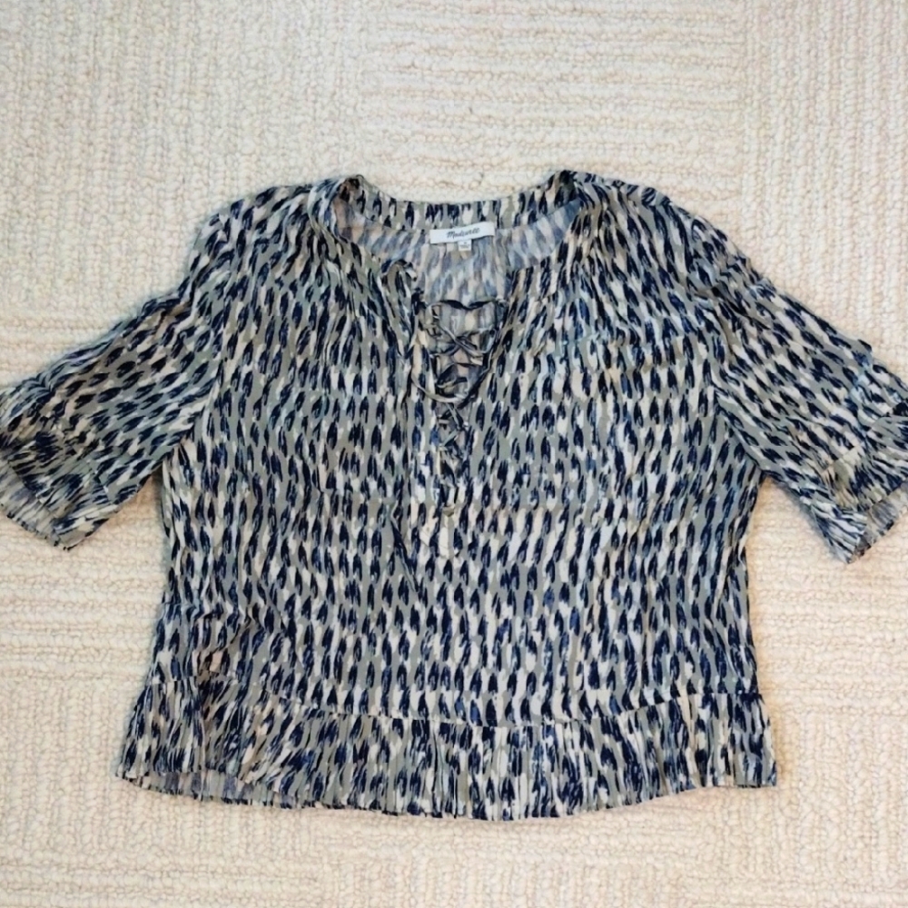 Madewell Women's Black and White Patterned Top